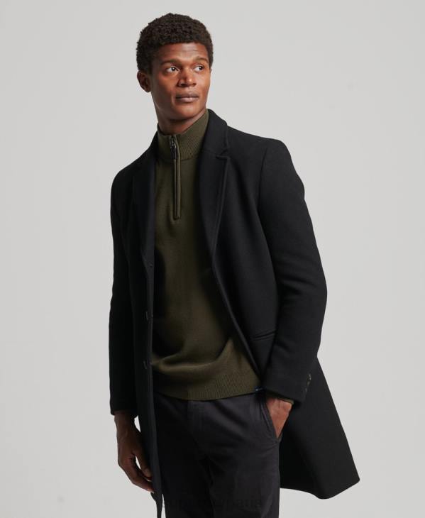 Superdry Hommes manteau de ville en laine à doublure amovible D64Z1117 vêtements noir
