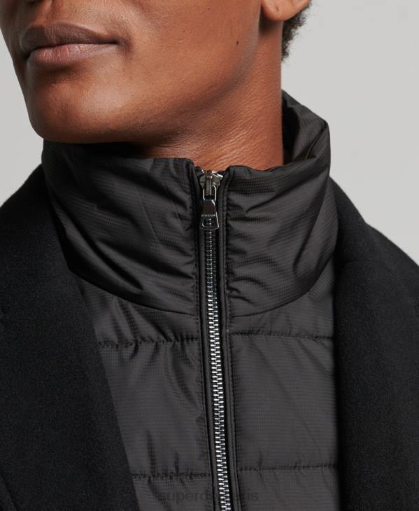 Superdry Hommes manteau de ville en laine à doublure amovible D64Z1117 vêtements noir