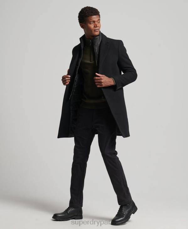 Superdry Hommes manteau de ville en laine à doublure amovible D64Z1117 vêtements noir