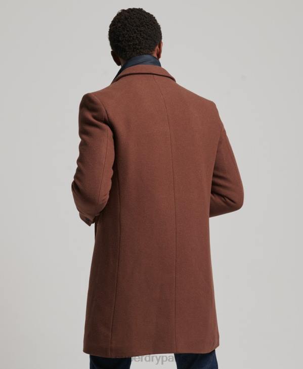 Superdry Hommes manteau de ville en laine à doublure amovible D64Z972 vêtements brun