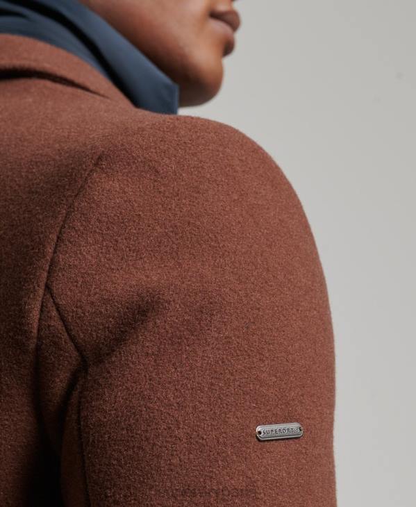 Superdry Hommes manteau de ville en laine à doublure amovible D64Z972 vêtements brun