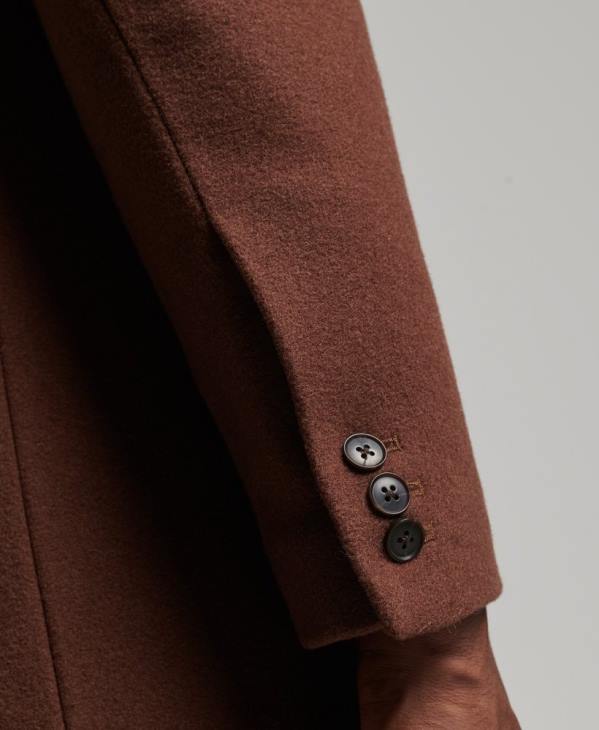 Superdry Hommes manteau de ville en laine à doublure amovible D64Z972 vêtements brun