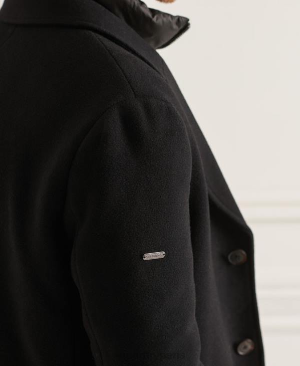 Superdry Hommes manteau de ville matelassé en laine studios D64Z1165 vêtements noir
