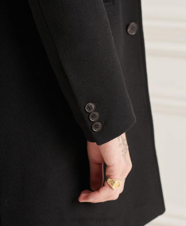 Superdry Hommes manteau de ville matelassé en laine studios D64Z1165 vêtements noir