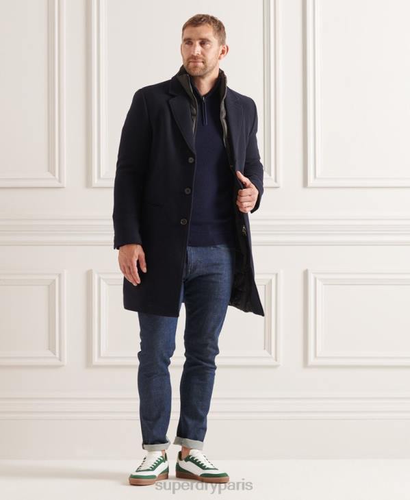 Superdry Hommes manteau de ville matelassé en laine studios D64Z1166 vêtements marine