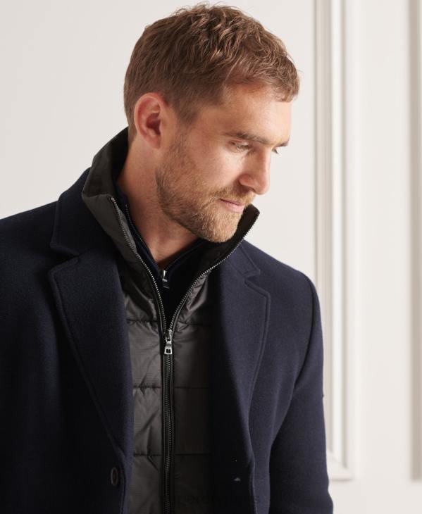 Superdry Hommes manteau de ville matelassé en laine studios D64Z1166 vêtements marine