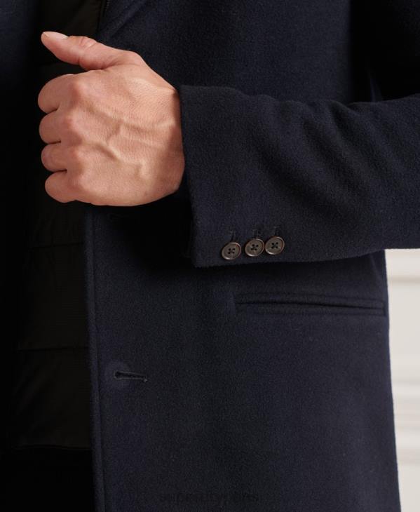 Superdry Hommes manteau de ville matelassé en laine studios D64Z1166 vêtements marine
