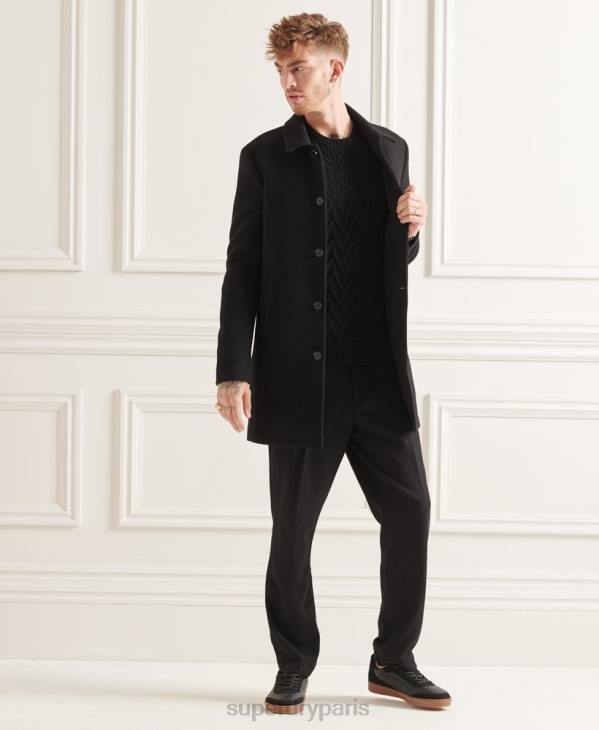 Superdry Hommes manteau de voiture en laine studios D64Z1150 vêtements noir