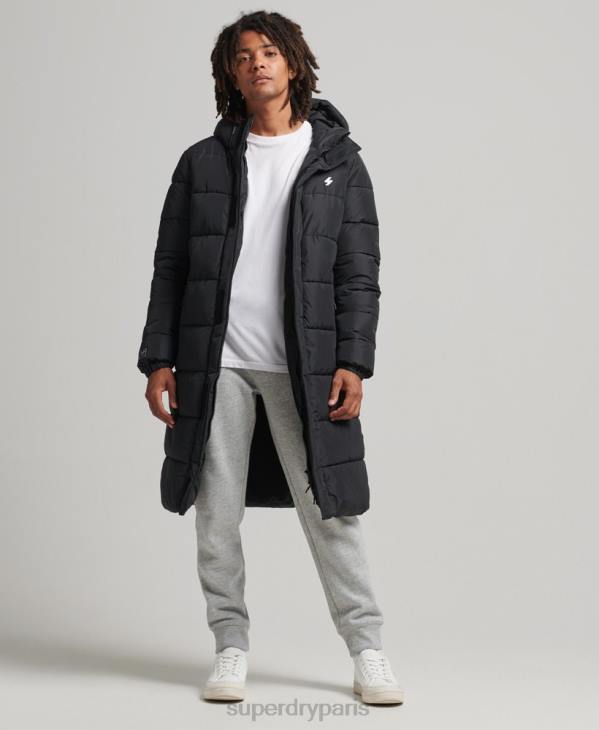 Superdry Hommes manteau long à capuche D64Z4481 vêtements noir