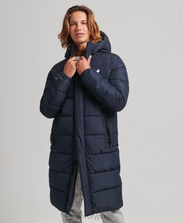 Superdry Hommes manteau long à capuche D64Z4520 vêtements marine