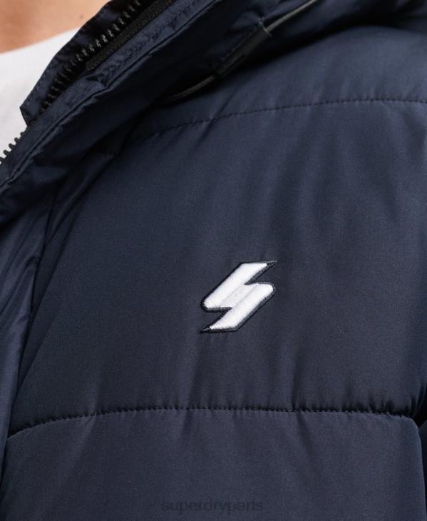 Superdry Hommes manteau long à capuche D64Z4520 vêtements marine