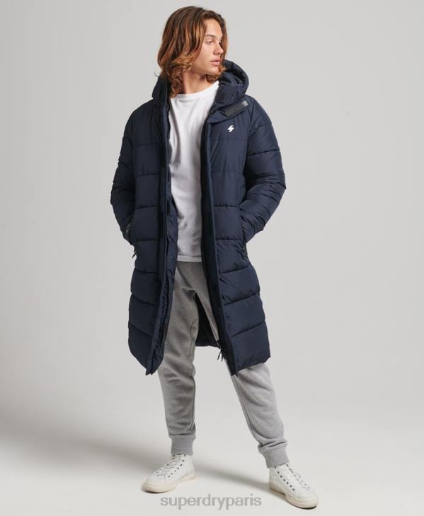 Superdry Hommes manteau long à capuche D64Z4520 vêtements marine