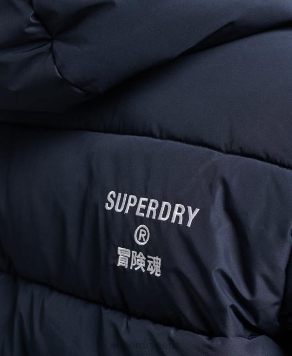 Superdry Hommes manteau long à capuche D64Z4520 vêtements marine