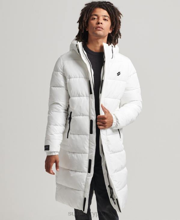 Superdry Hommes manteau long à capuche D64Z4522 vêtements blanc