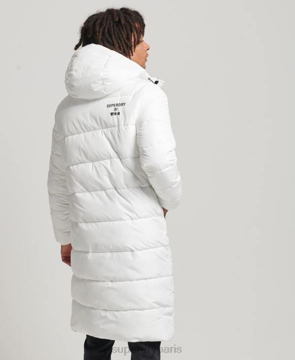 Superdry Hommes manteau long à capuche D64Z4522 vêtements blanc