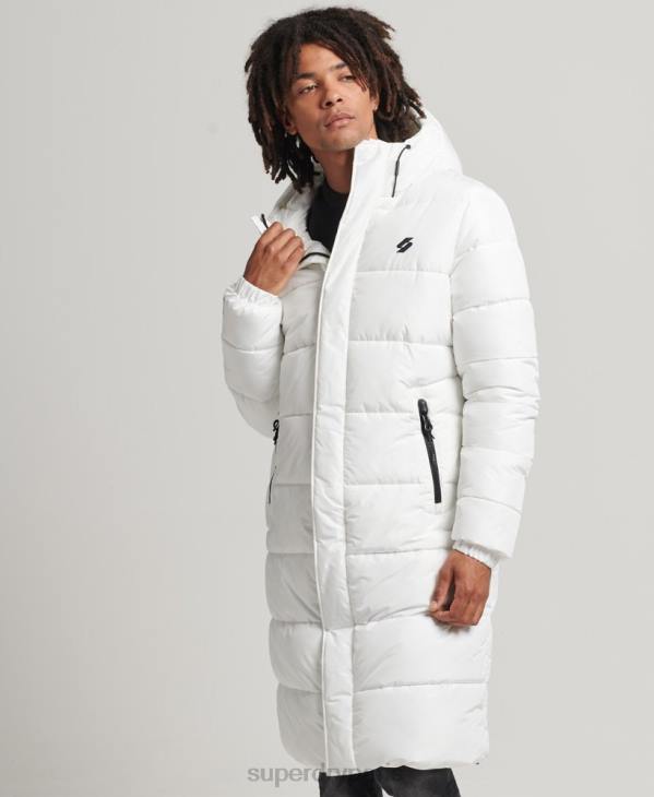 Superdry Hommes manteau long à capuche D64Z4522 vêtements blanc