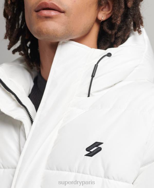 Superdry Hommes manteau long à capuche D64Z4522 vêtements blanc