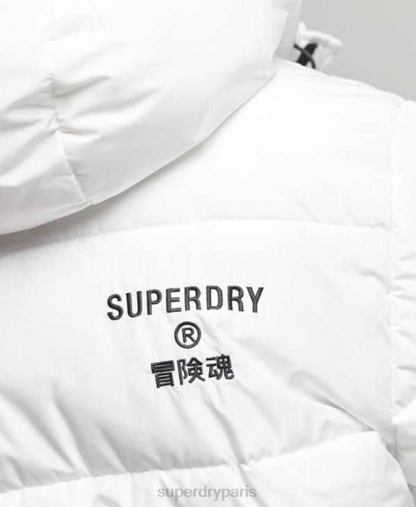 Superdry Hommes manteau long à capuche D64Z4522 vêtements blanc