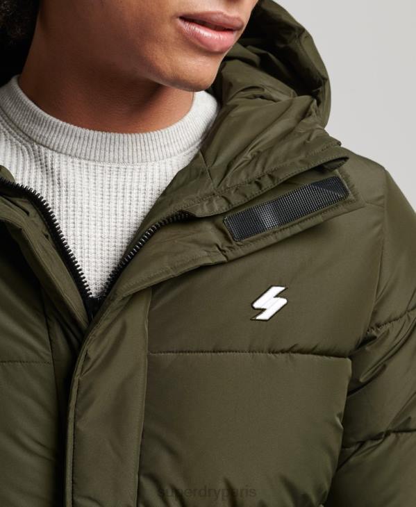Superdry Hommes manteau long à capuche D64Z4526 vêtements kaki
