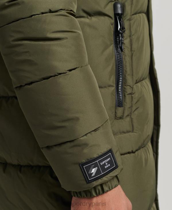 Superdry Hommes manteau long à capuche D64Z4526 vêtements kaki