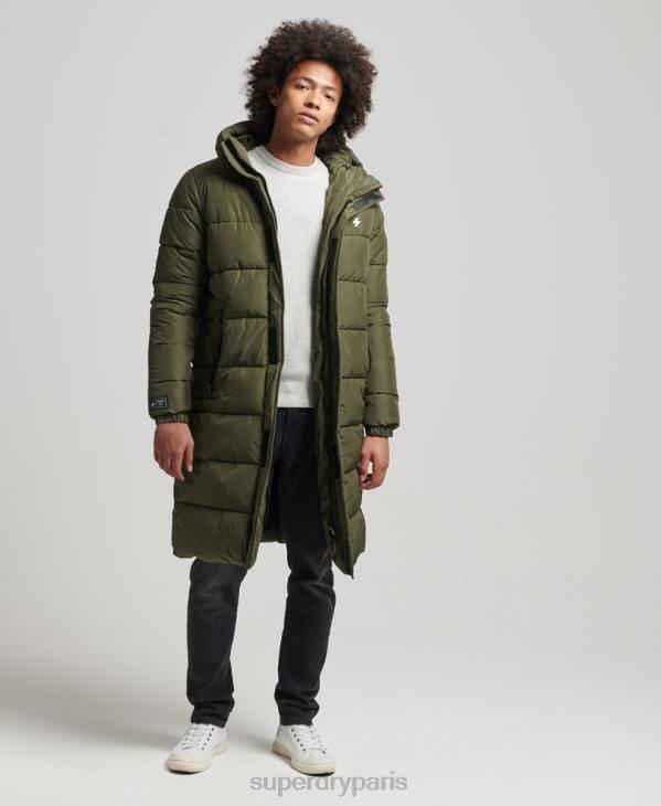 Superdry Hommes manteau long à capuche D64Z4526 vêtements kaki