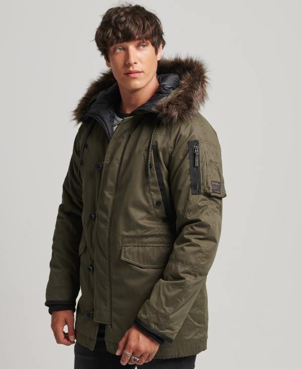 Superdry Hommes manteau parka original et vintage D64Z4573 vêtements vert