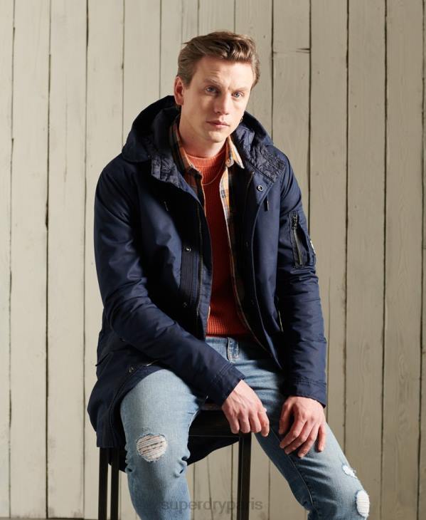 Superdry Hommes parka d'épaisseur moyenne service D64Z4760 vêtements bleu