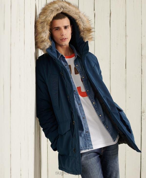 Superdry Hommes parka everest D64Z4664 vêtements bleu clair