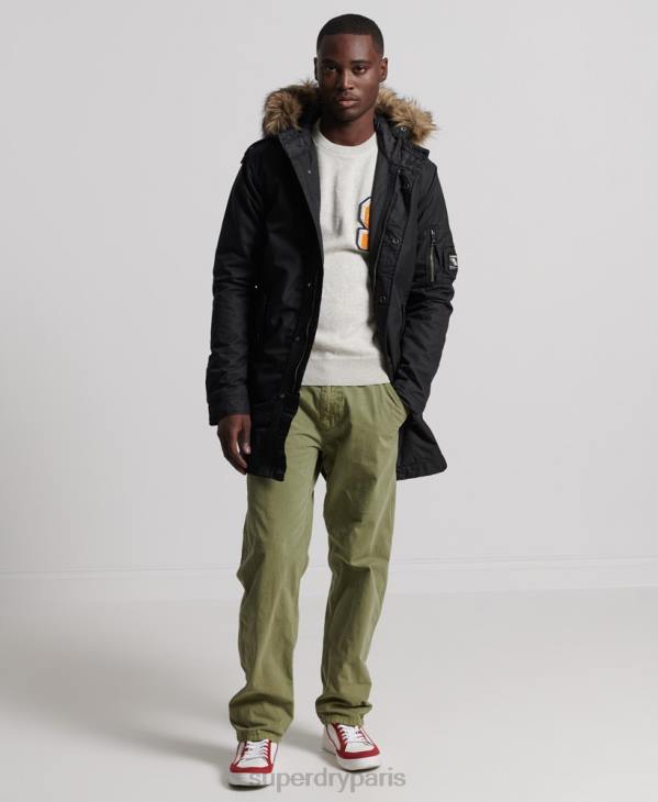 Superdry Hommes parka service bordée de fausse fourrure D64Z1171 vêtements gris foncé