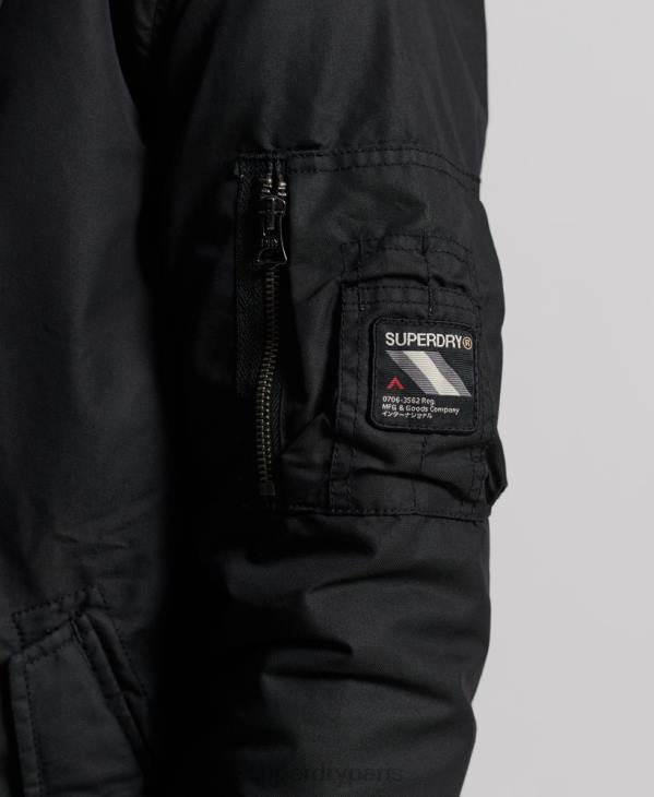 Superdry Hommes parka service bordée de fausse fourrure D64Z1171 vêtements gris foncé