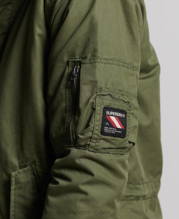 Superdry Hommes parka service bordée de fausse fourrure D64Z4493 vêtements kaki