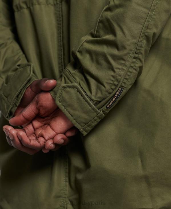Superdry Hommes parka service bordée de fausse fourrure D64Z4493 vêtements kaki