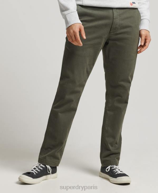 Superdry Hommes pantalon chino slim officier D64Z6464 vêtements vert