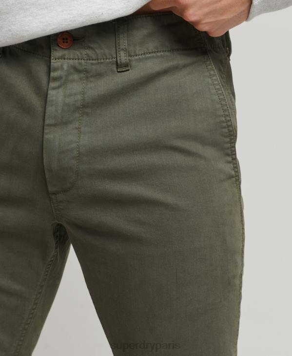Superdry Hommes pantalon chino slim officier D64Z6464 vêtements vert