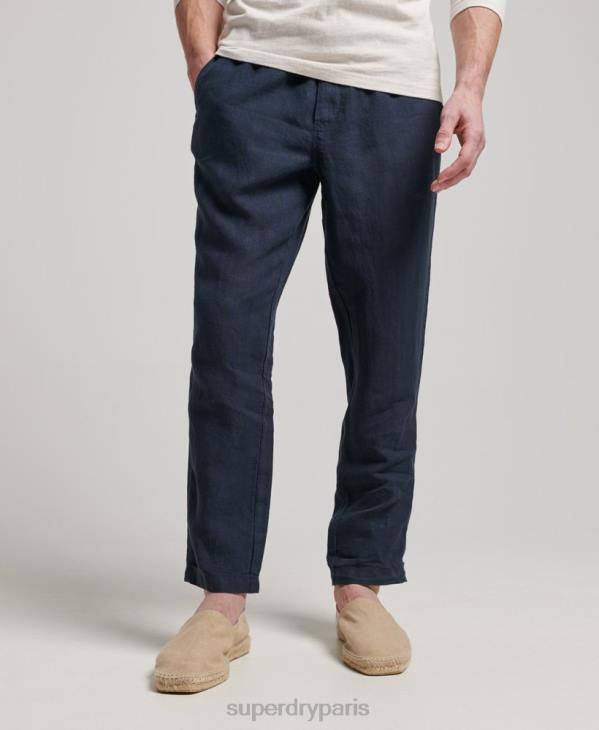 Superdry Hommes pantalon de jogging en lin surteint D64Z100 vêtements marine