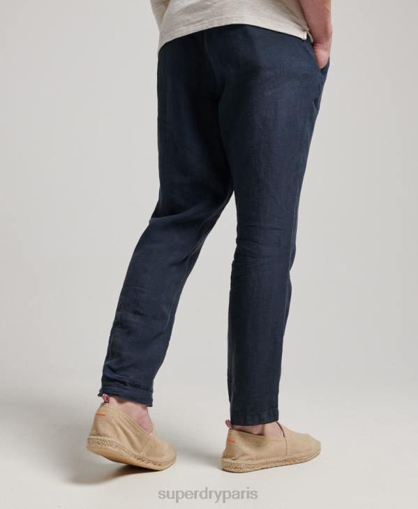Superdry Hommes pantalon de jogging en lin surteint D64Z100 vêtements marine