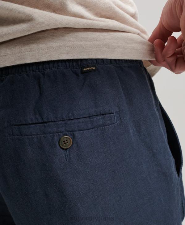 Superdry Hommes pantalon de jogging en lin surteint D64Z100 vêtements marine