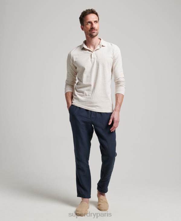 Superdry Hommes pantalon de jogging en lin surteint D64Z100 vêtements marine
