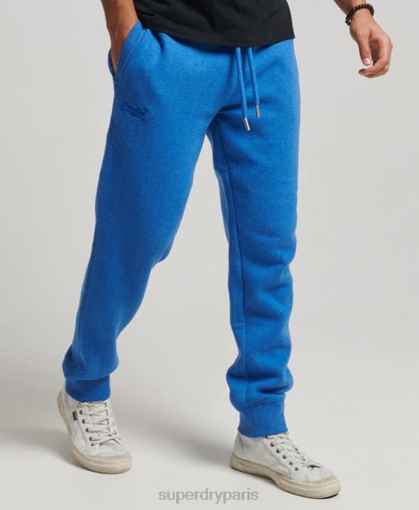 Superdry Hommes pantalon de jogging logo vintage brodé en coton bio D64Z6371 vêtements bleu