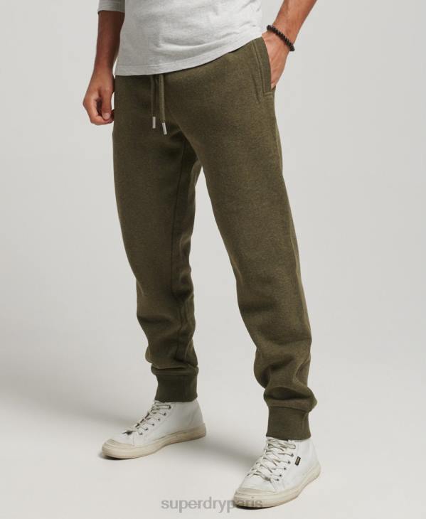 Superdry Hommes pantalon de jogging logo vintage brodé en coton bio D64Z6372 vêtements kaki