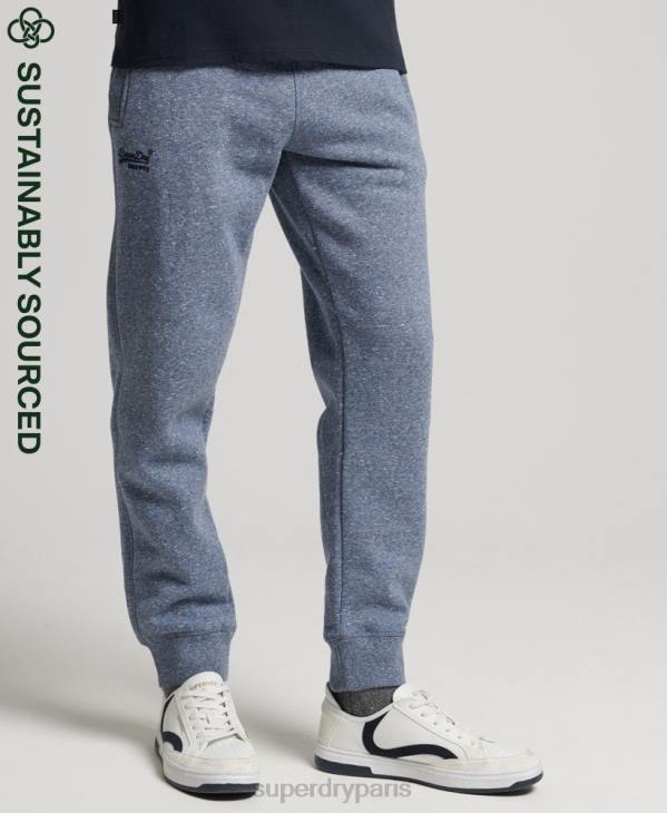 Superdry Hommes pantalon de jogging logo vintage brodé en coton bio D64Z6380 vêtements bleu