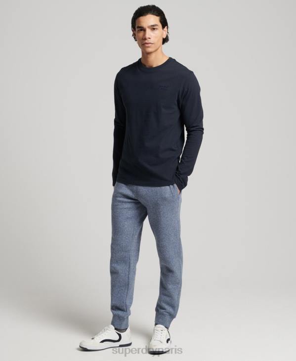 Superdry Hommes pantalon de jogging logo vintage brodé en coton bio D64Z6380 vêtements bleu