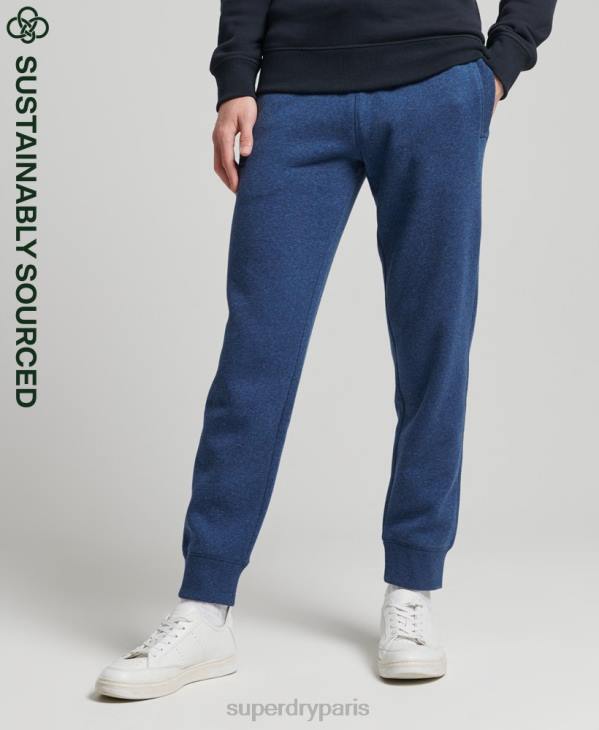 Superdry Hommes pantalon de jogging logo vintage brodé en coton bio D64Z6383 vêtements bleu