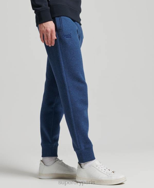 Superdry Hommes pantalon de jogging logo vintage brodé en coton bio D64Z6383 vêtements bleu