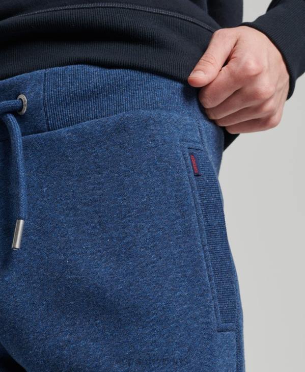 Superdry Hommes pantalon de jogging logo vintage brodé en coton bio D64Z6383 vêtements bleu