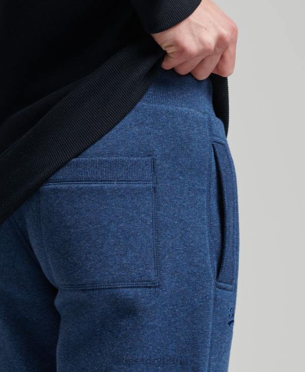 Superdry Hommes pantalon de jogging logo vintage brodé en coton bio D64Z6383 vêtements bleu