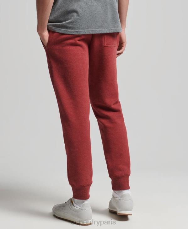Superdry Hommes pantalon de jogging logo vintage brodé en coton bio D64Z6387 vêtements rouge