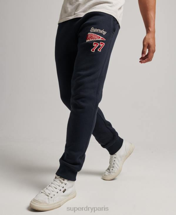Superdry Hommes pantalon de jogging slim à revers avec logo college D64Z6496 vêtements marine