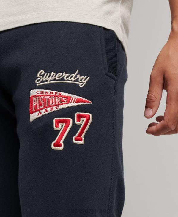 Superdry Hommes pantalon de jogging slim à revers avec logo college D64Z6496 vêtements marine