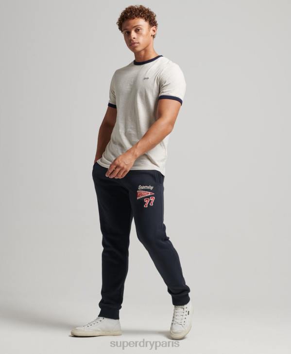 Superdry Hommes pantalon de jogging slim à revers avec logo college D64Z6496 vêtements marine